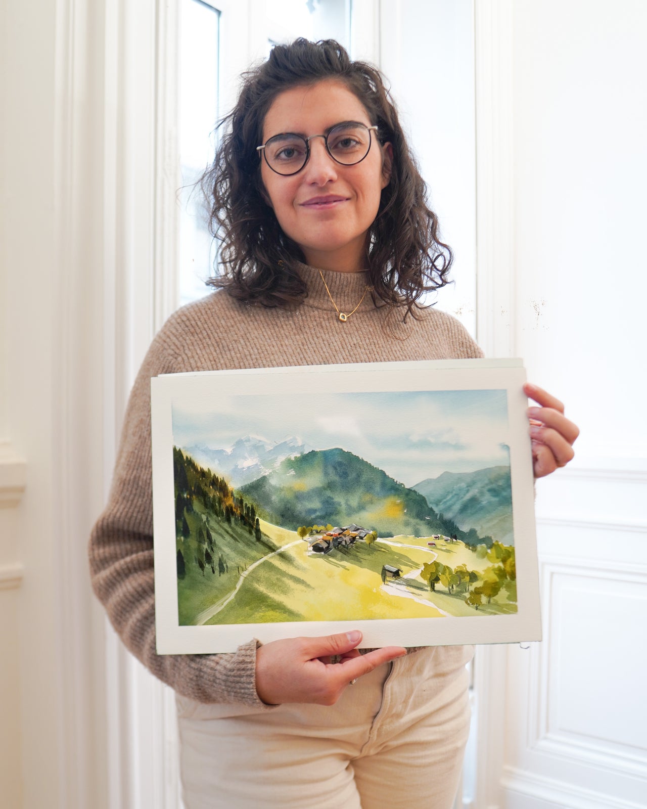 aquarelle d'un paysage de montagne