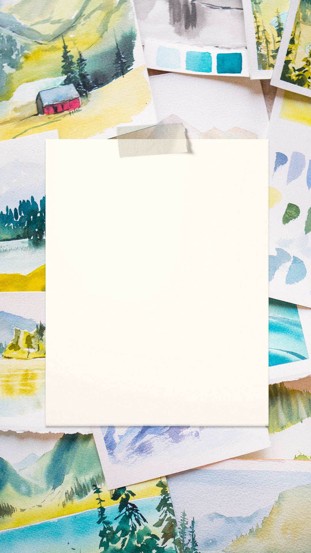 bannière de fond verticale paysages à l'aquarelle