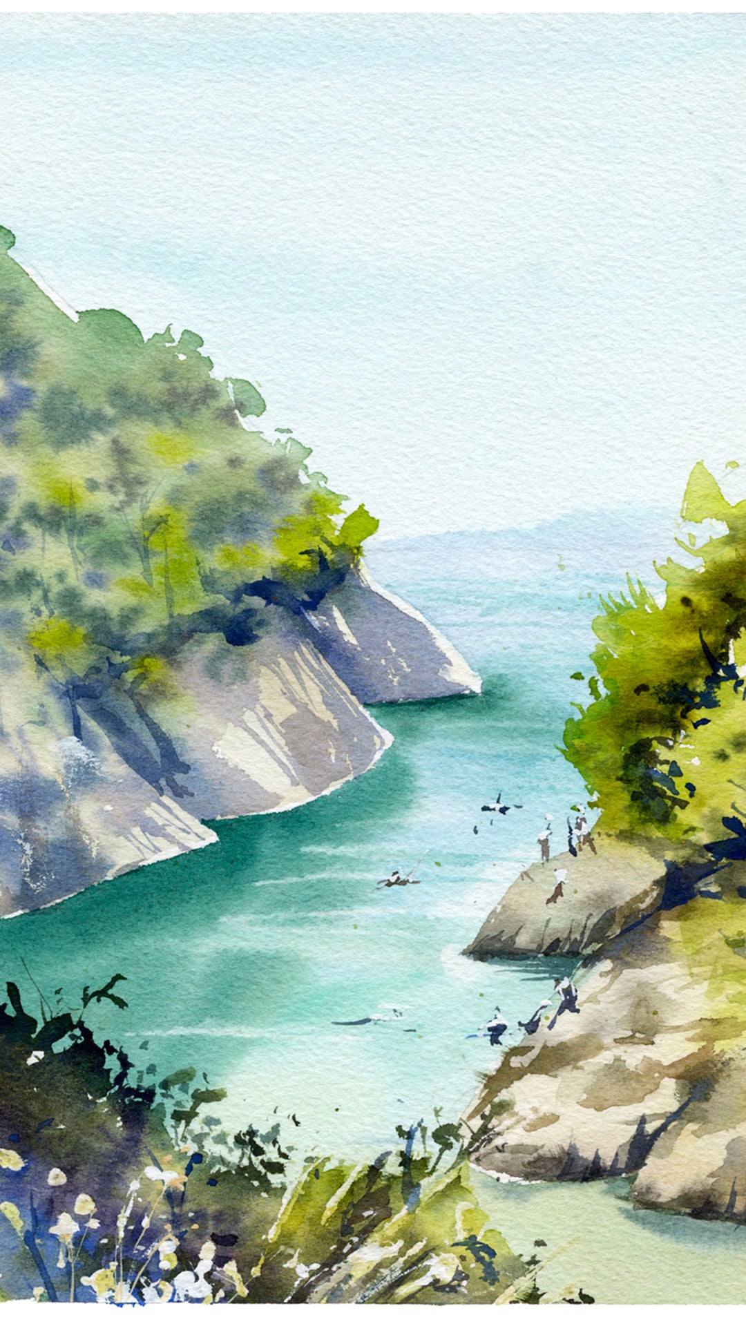 calanque à l'aquarelle