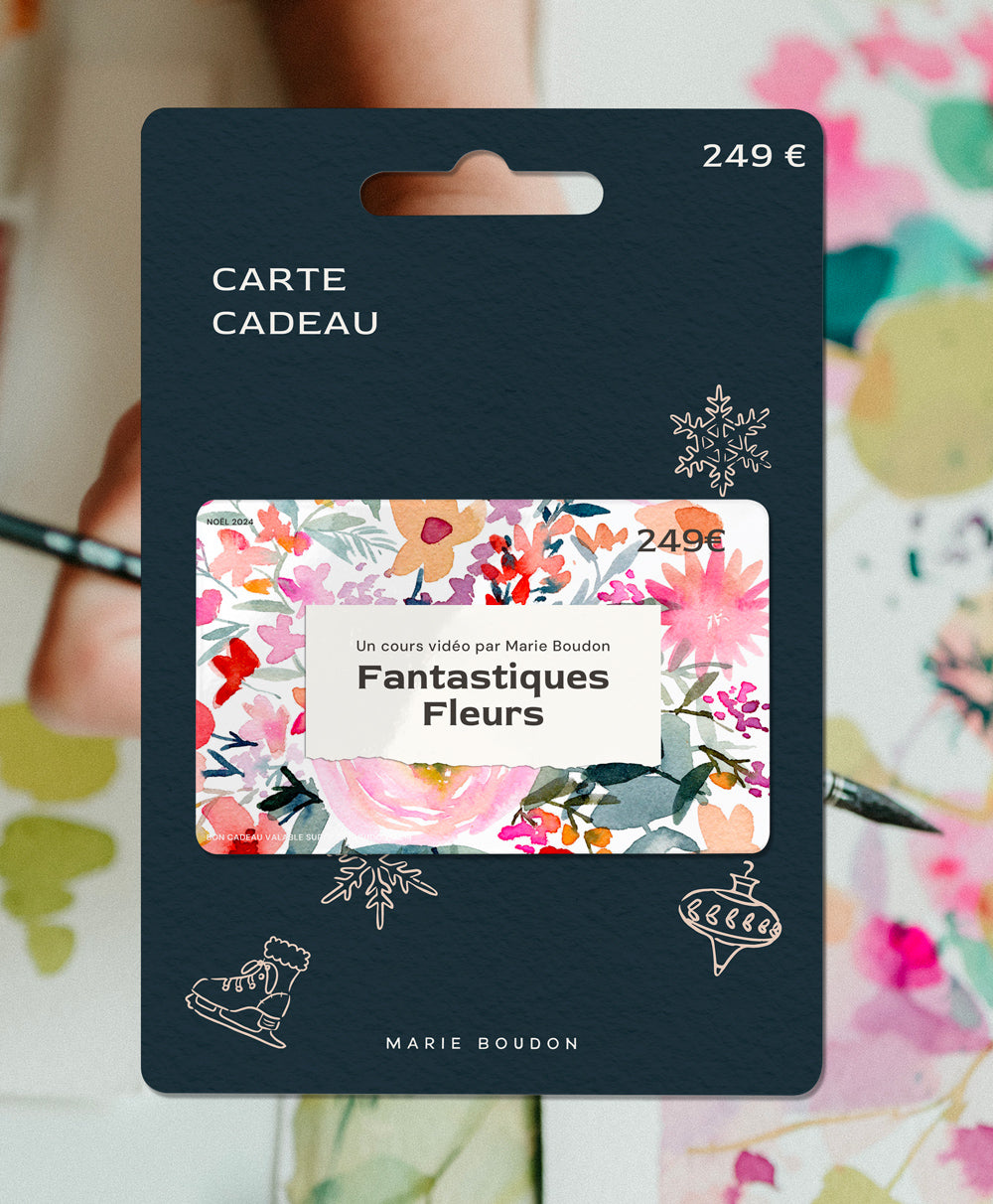 carte cadeau cours d'aquarelle fleurs