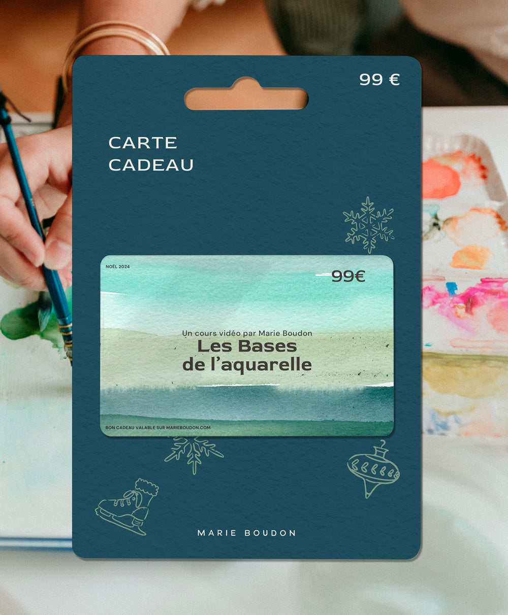 carte cadeau pour cours d'aquarelle sur les bases