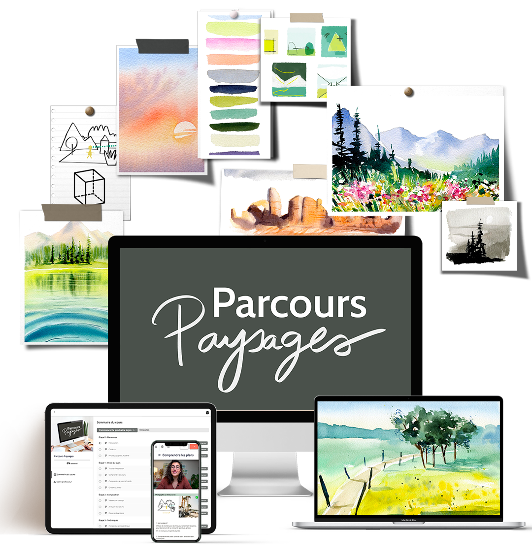 contenu du cours paysages à l'aquarelle