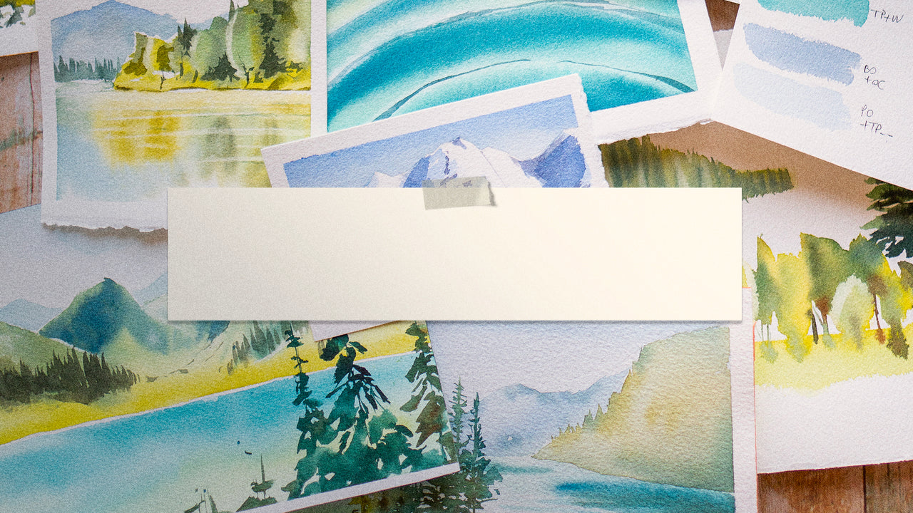 bannière de fond avec des paysages à l'aquarelle