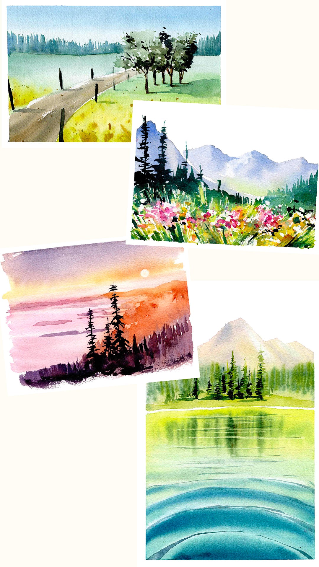 réalisations finales du cours d'aquarelle